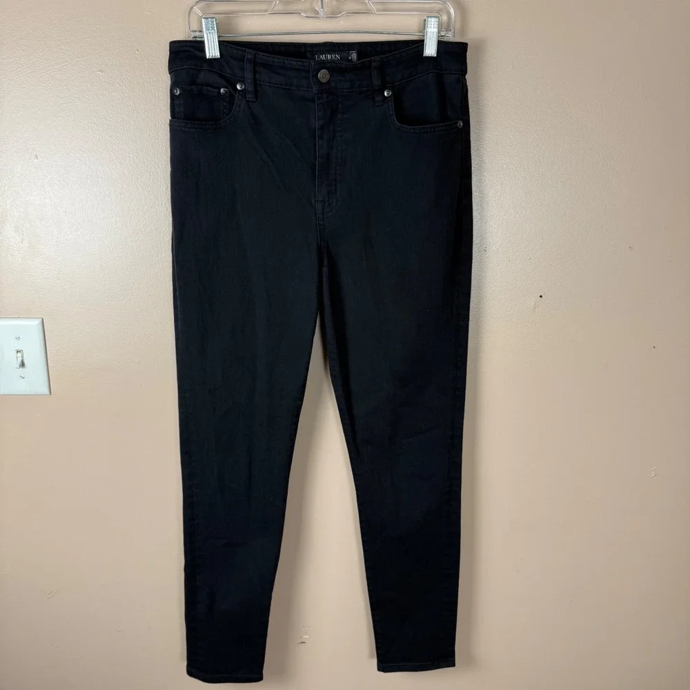 Ralph Lauren Black Denim Pants Women's Size 10 Jeans‎ Classic Style